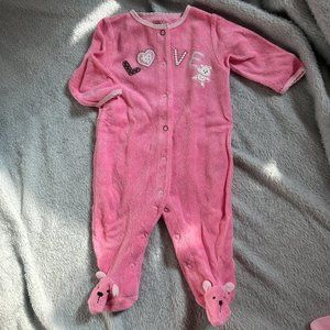 Carter's Baby Terrycloth One Piece Pajamas "Love Bunny" Sz 6 mos